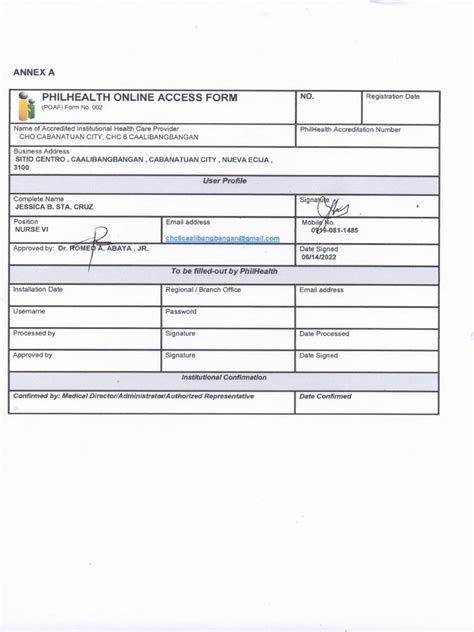 philhealth online access form annex b|Annex B: PhilHealth Online Access Form (POAF).